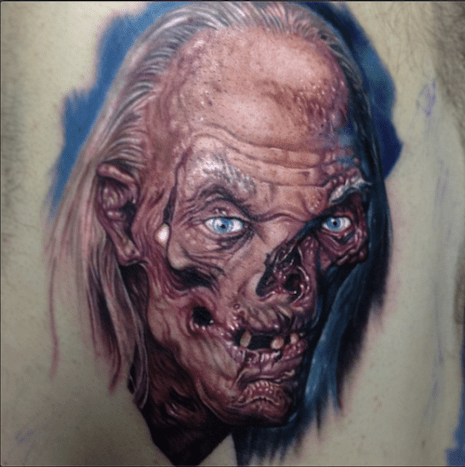 Paul Acker Zombie Tattoo Farbe Horror