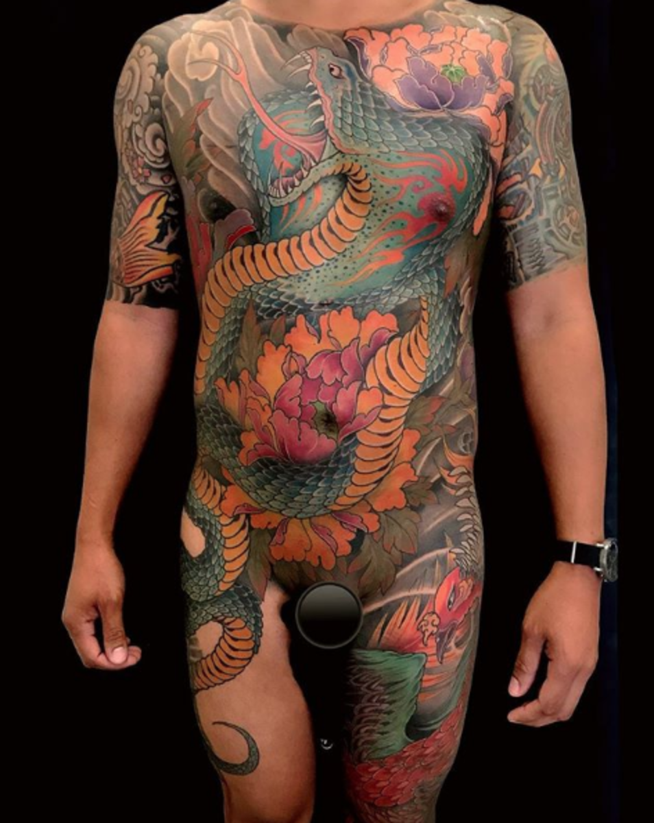 tätowierung, tätowierer, tätowierungsdesign, tattooinspiration, tätowierungskunst, japanisches tattoo, eingefärbt, inkedmag