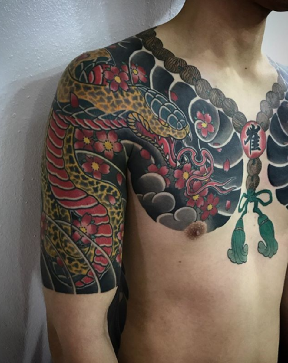 tätowierung, tätowierer, tätowierungsdesign, tattooinspiration, tätowierungskunst, japanisches tattoo, eingefärbt, inkedmag