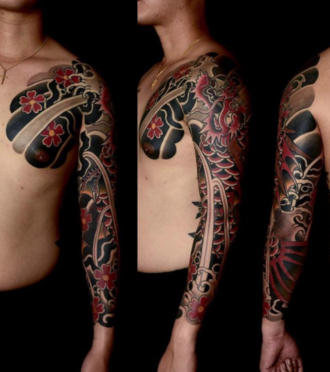 tätowierung, tätowierer, tätowierungsdesign, tattooinspiration, tätowierungskunst, japanisches tattoo, eingefärbt, inkedmag