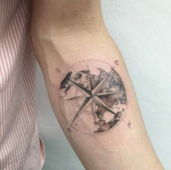 Kompass Unterarm Tattoo