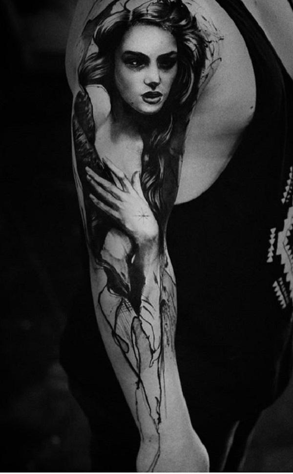 Portrét tetování s plným rukávem