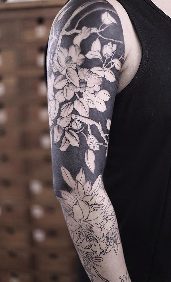květina-rukáv-tetování