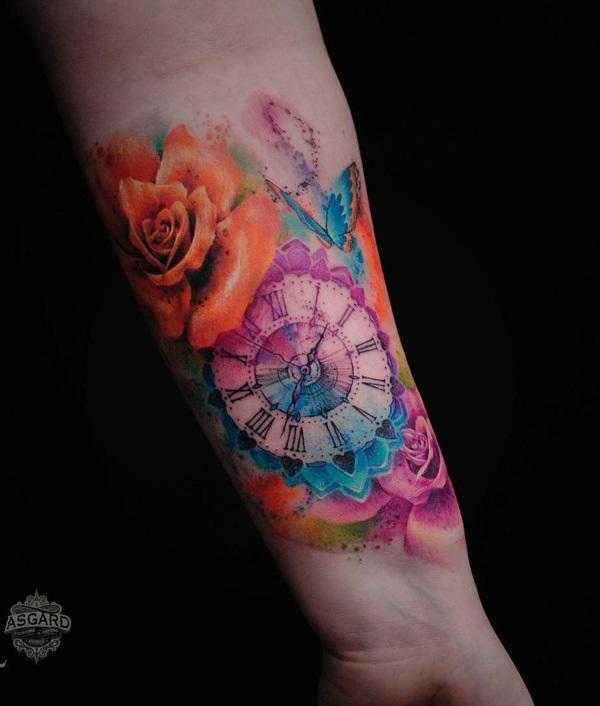 akvarel-hodinky-a-růže-tetování-49