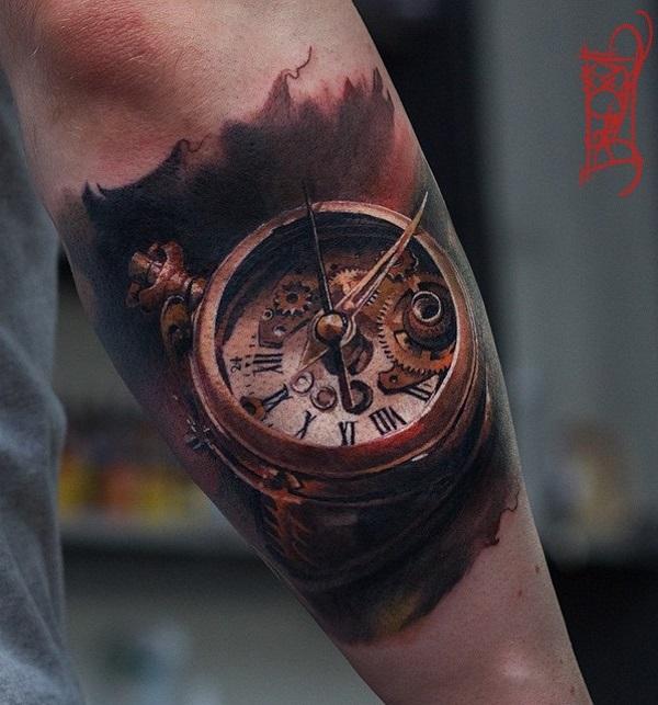 3d-staré-kapesní hodinky-tetování-91