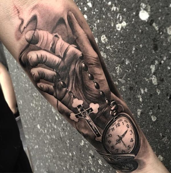 3D-kapesní hodinky-a-ruka-tetování-43