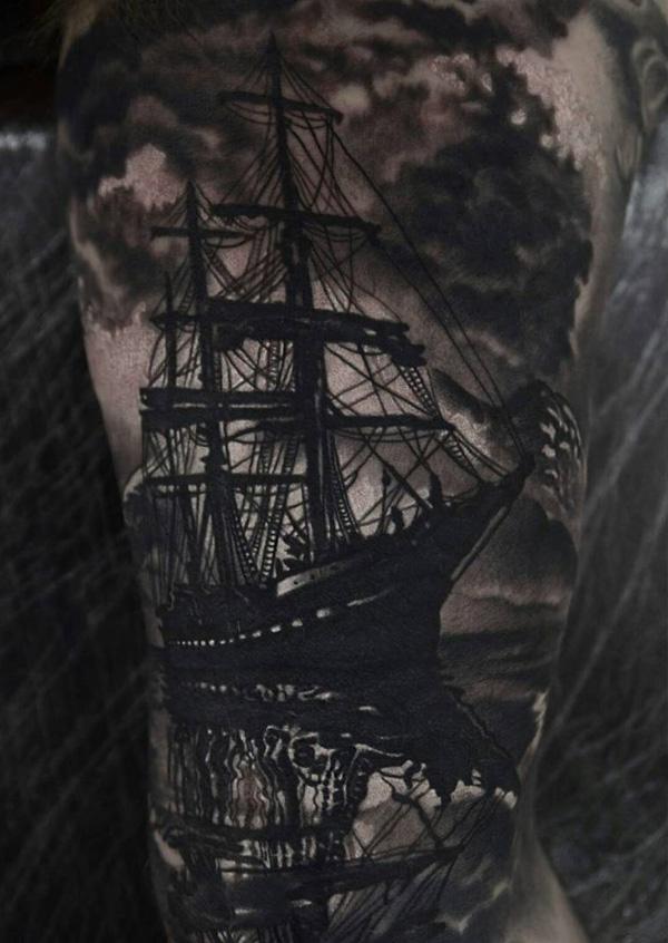 Tetování na noze lodi-99