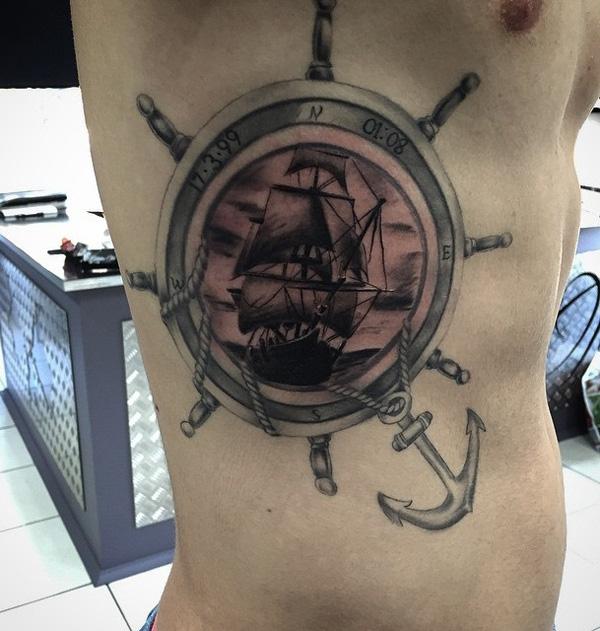 Boční tetování na lodi pro muže-67