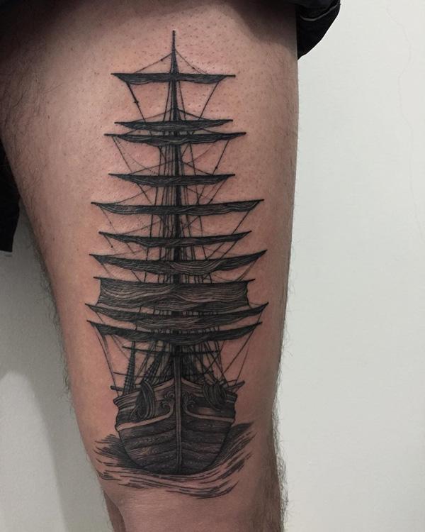Tetování lodního stehna pro muže-73