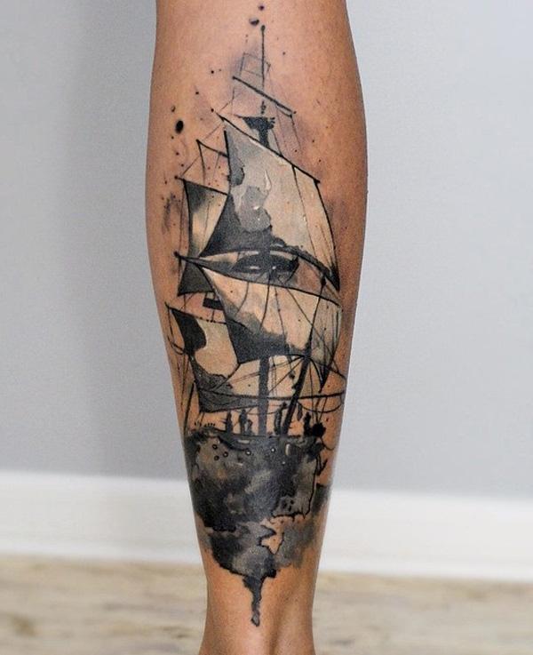 Akvarel lodní tele tetování-79