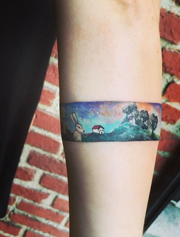 Cartoon Landschaft Armband Tattoo