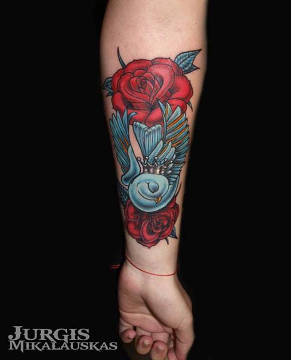 3D tetování předloktí růže