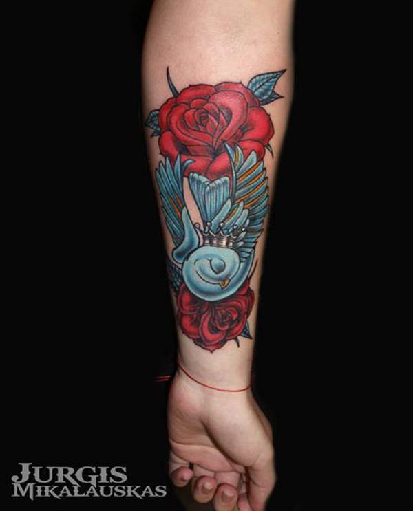 3D Rose Unterarm Tattoo