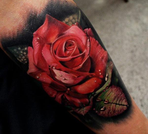 3D Rose Unterarm Tattoo