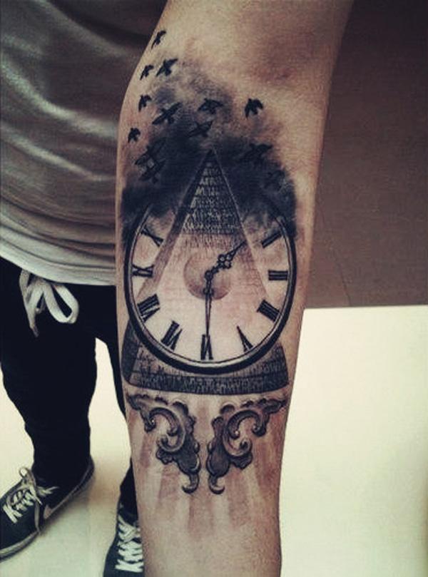 Hodinky Dotwork na vnitřním předloktí pro muže