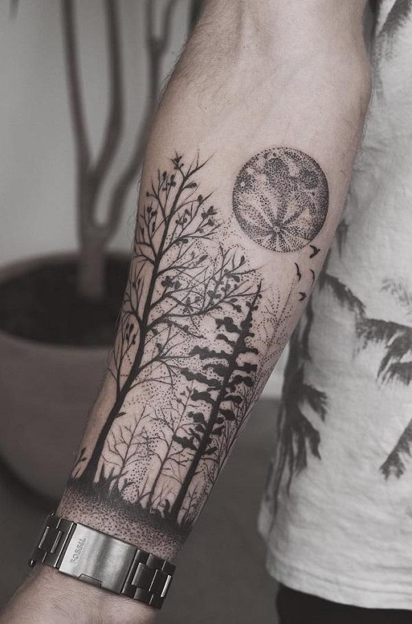 Lesní tetování na předloktí