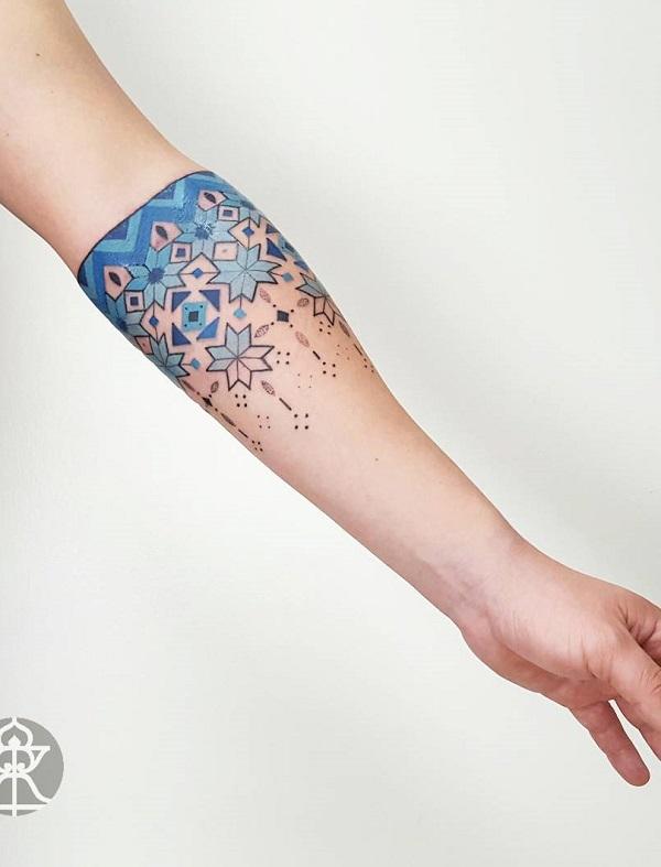 Patchwork Unterarm Tattoo