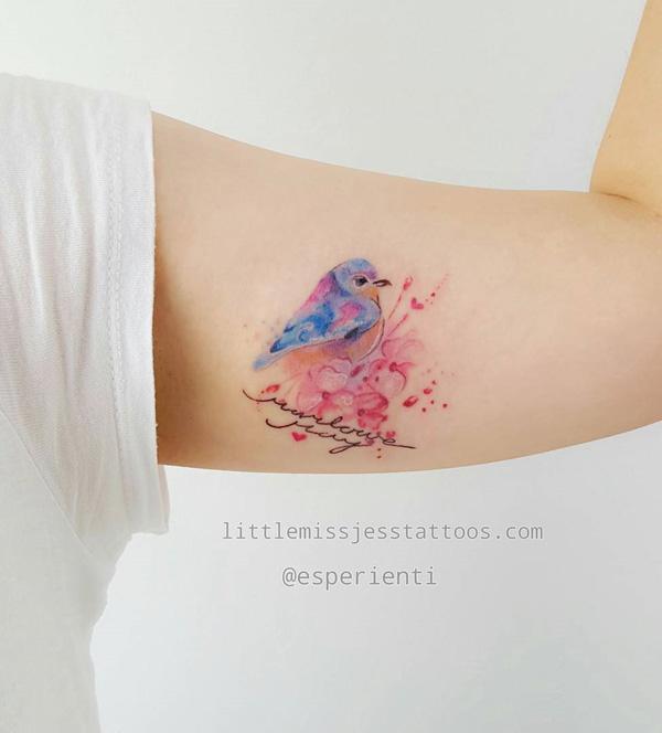 pták s květinou-tetování-92
