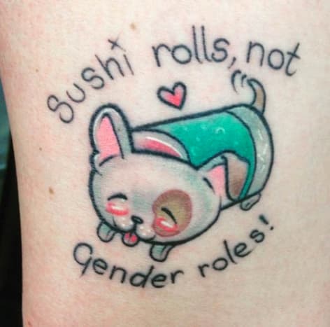 Feministické sushi rolls ne gender rolls tetování Julia Seizure