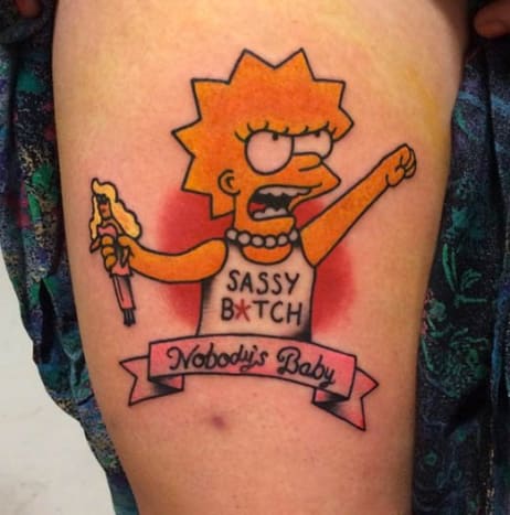 Lisa Simpson Freche Hündin Tattoo