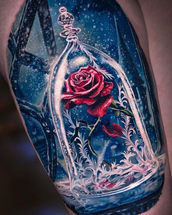 Rose im Glas Tattoo