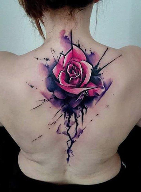 Aquarell Rose zurück Tattoo