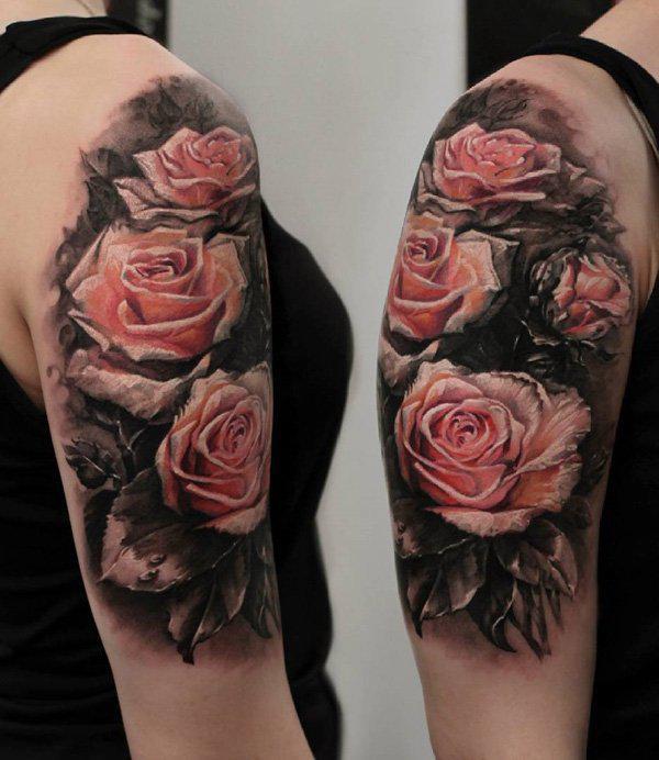 3D rosa Rose Tattoo am halben Ärmel Tattoo
