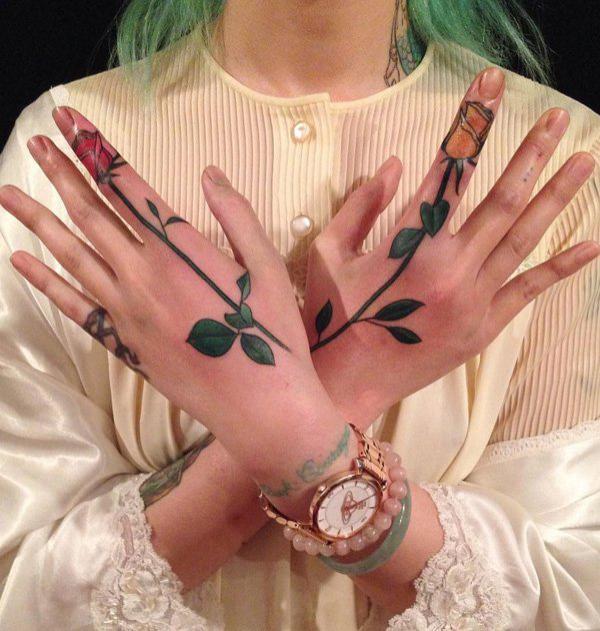 Finger-Rosen-Tattoos basteln