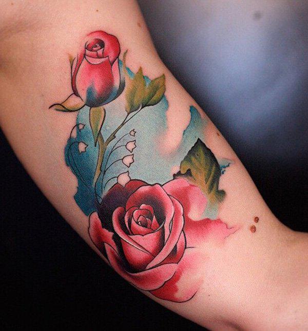 Zwei Rosen Tattoo in Aquarell