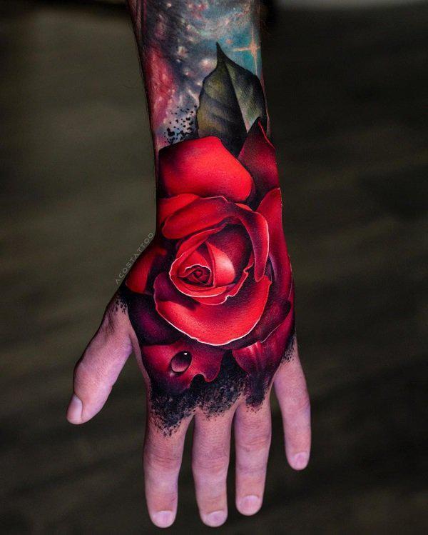 3D Rose Tattoo an der Hand