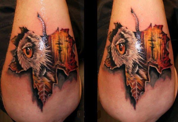 Tattoo_autumn_maple_leaf_ with_animal_eye