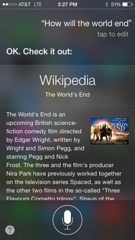 Bedeutet das, dass Siri die Edgar Wright-Komödie für einen Dokumentarfilm hält?