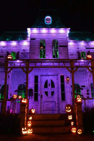 Z tohoto purpurového halloweenského paláce máme obrovskou radost.