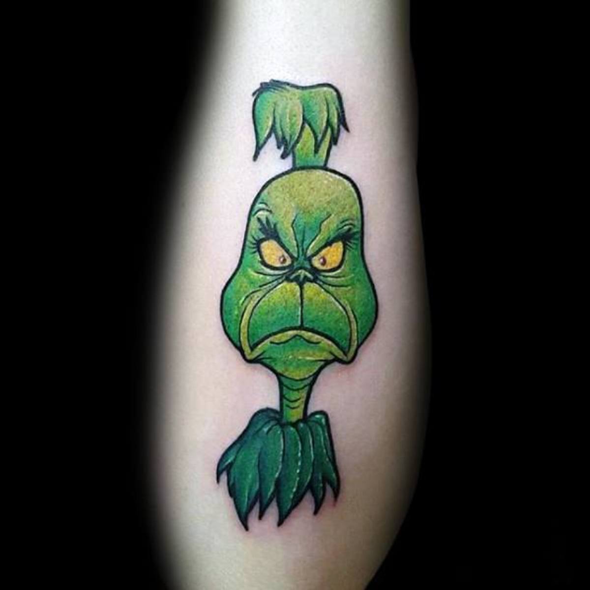 einfache-äußere-unterarm-Herren-Grinch-Tattoo-Designs