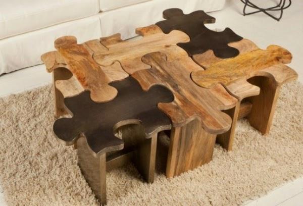 Kreative Möbelideen Puzzletisch aus Holz