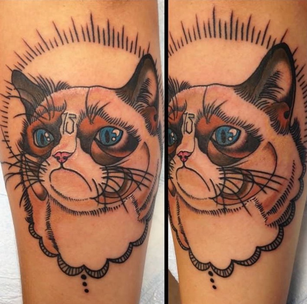 Úžasné-Color-Ink-Grumpy-Cat-Head-Tattoo