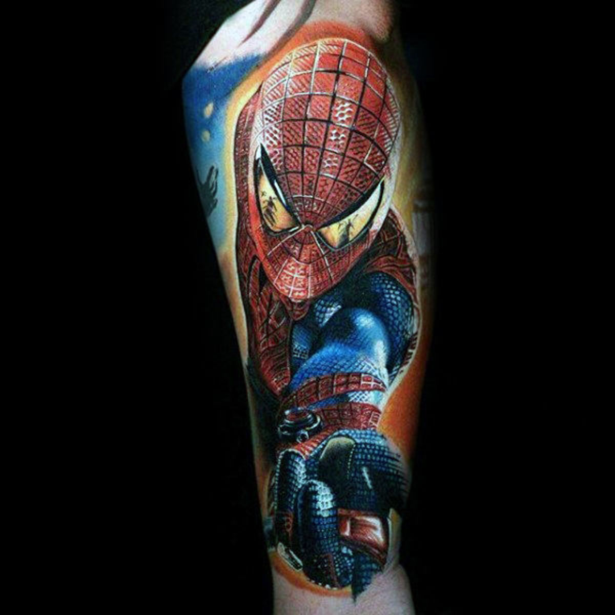 Jungs-volle-Ärmel-realistische-Spiderman-Tattoo