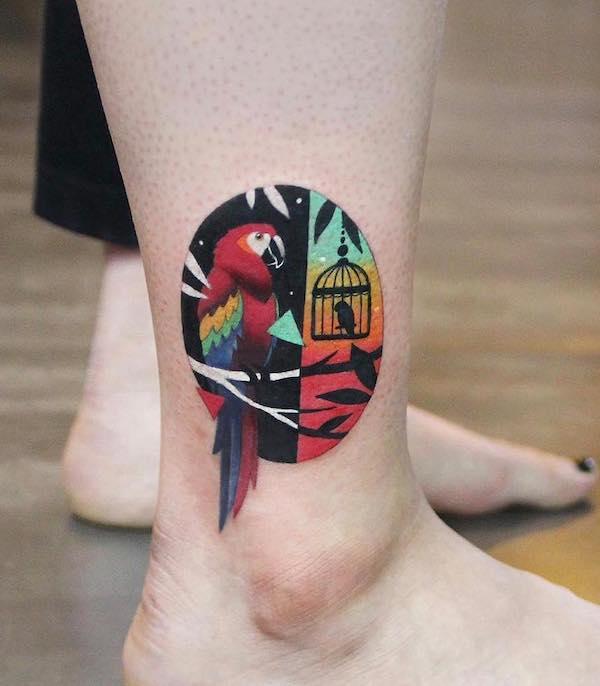 papoušek tetování