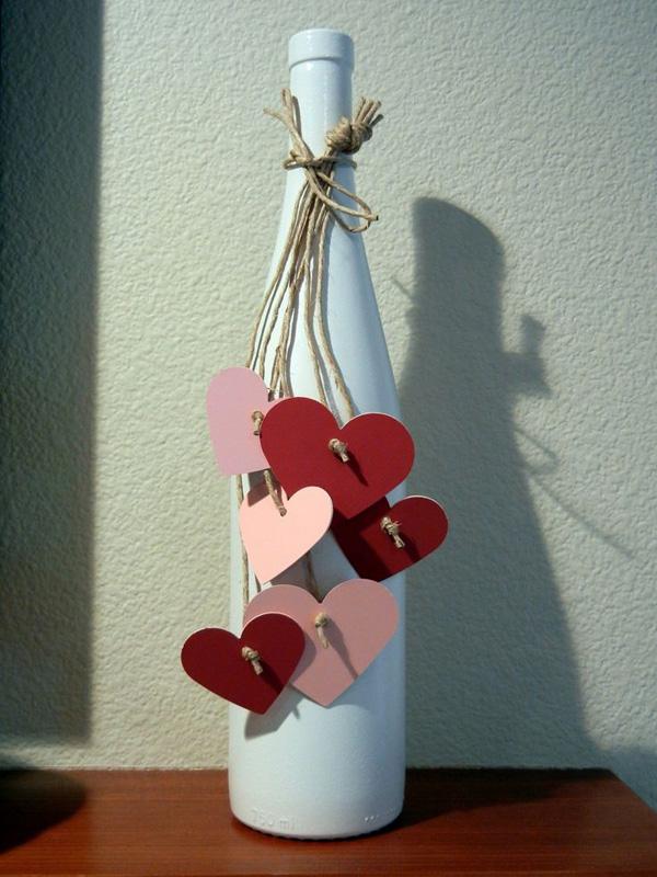 زجاجة نبيذ عيد الحب - ديكور V-Day سهل جدًا ولطيف وبسيط