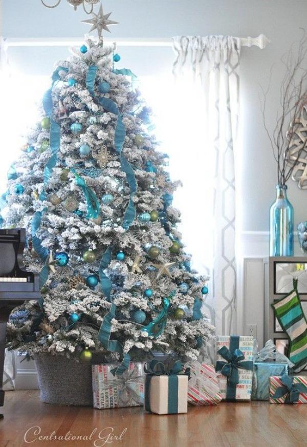 bílý + modrý vánoční stromek pro chlapce