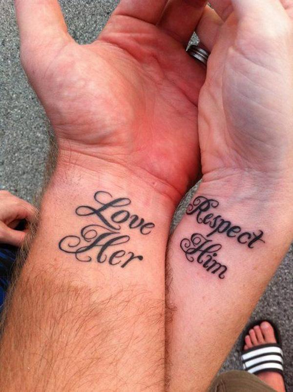 Liebe sie, respektiere ihn Tattoo-Paar-Tattoo