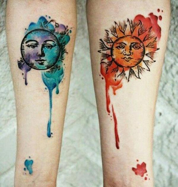 الوشم زوجين الشمس والقمر