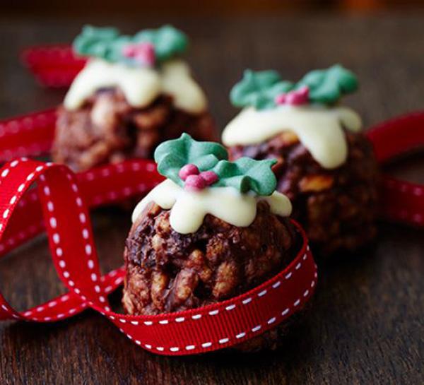 Weihnachtspudding-Reis-Krispie-Kuchen