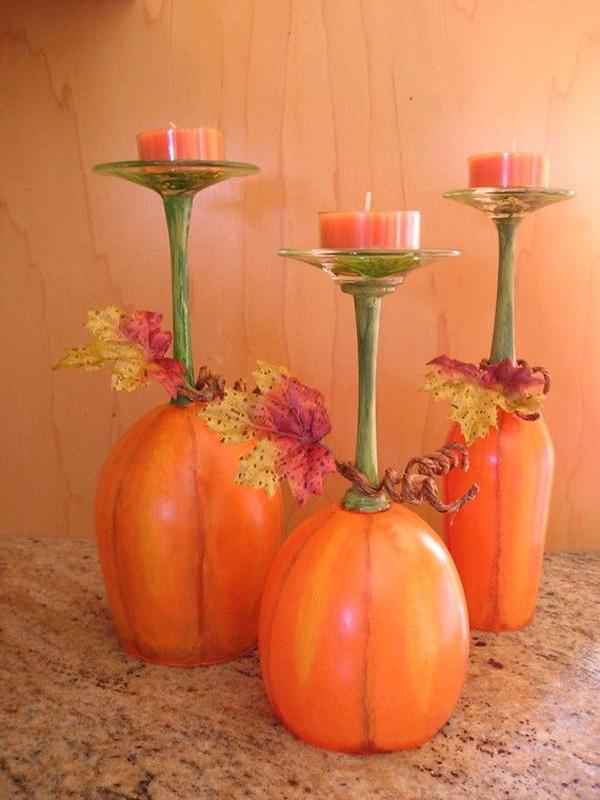 Pumpkin Patch Weinglas Kerzenständer 3er Set