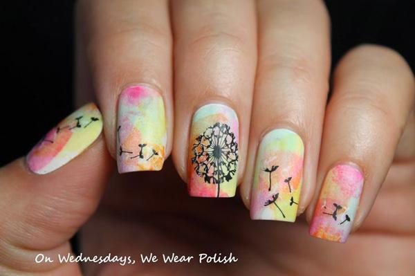 Pampeliška Water Color Nail Art