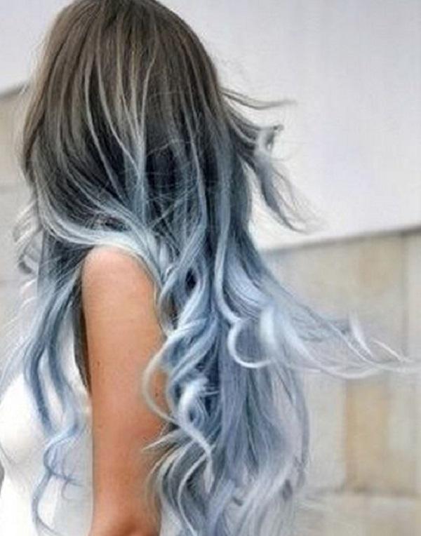 الشعر الباستيل أومبير الأزرق