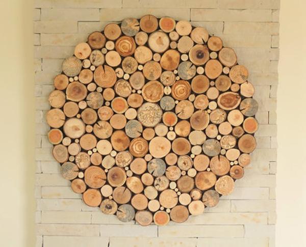 moderní stěna-dřevo-umění-kulatá-dřevěná-stěna-dřevěná-deco