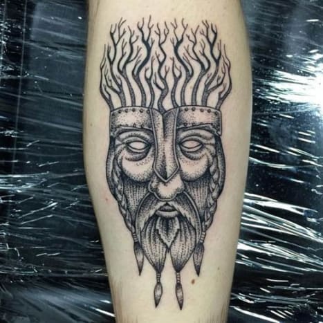 Viking dotwork tetování
