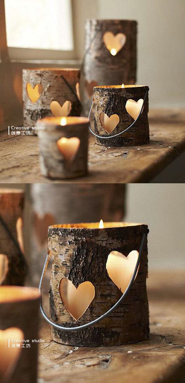 Lieben Sie die ausgehöhlten Holzstücke für Kerzenhalter