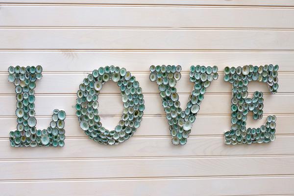Beach Decor Seashell Covered Sign Letters - LOVE oder jedes 4-Buchstaben-Wort